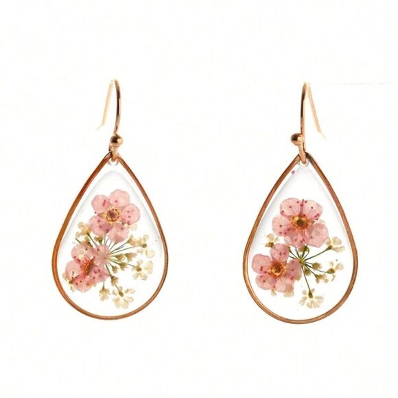 Dried flower earrings A941 - Picture 1 of 4